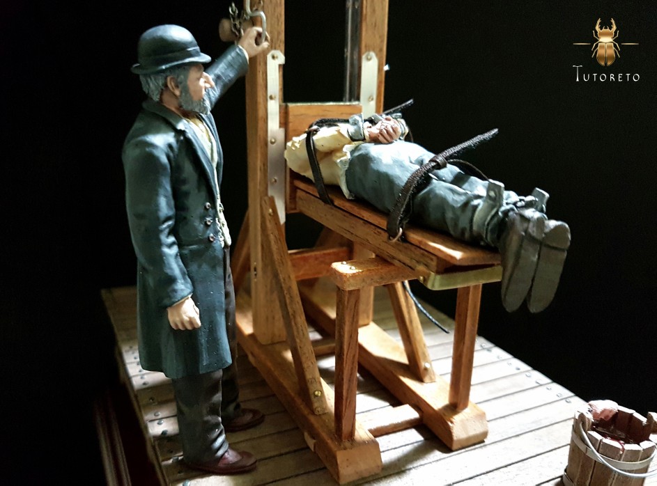 miniature guillotine diorama